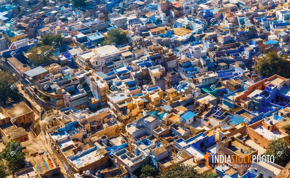 Jodhpur blue city scape in aerial view