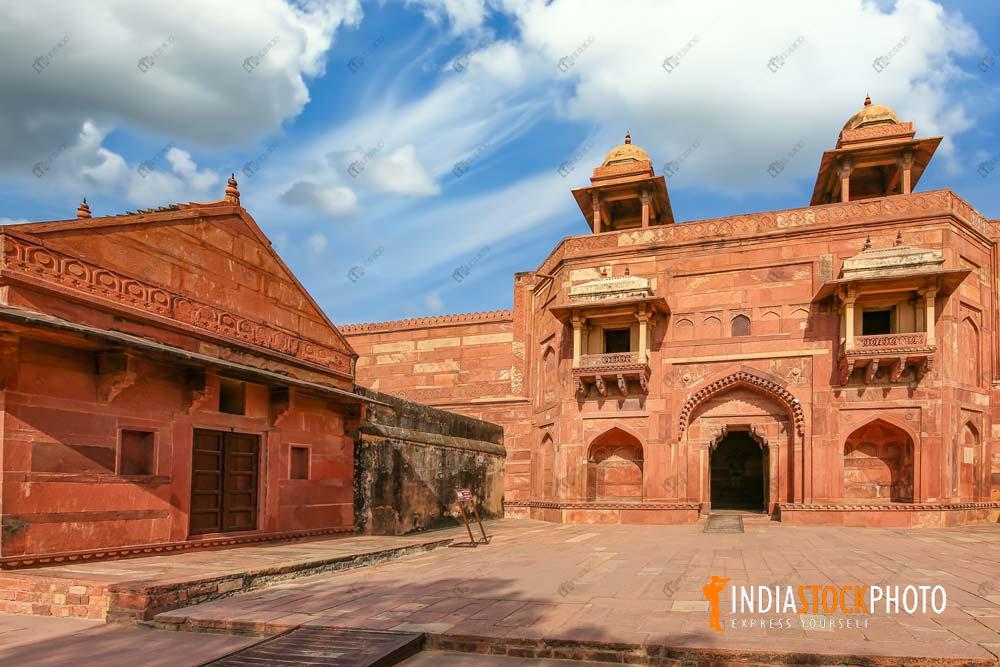 Medieval red sandstone Jodha Bai palace at Fatehpur Sikri Agra