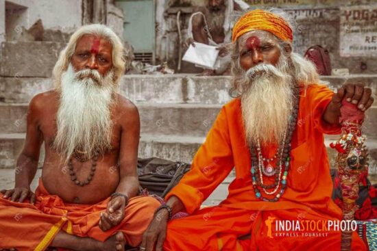 Hindu Sadhus at Varanasi Ganges Ghat