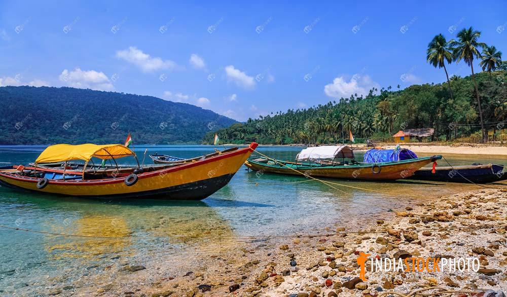 Scenic tropical North Bay island sea beach Andaman India