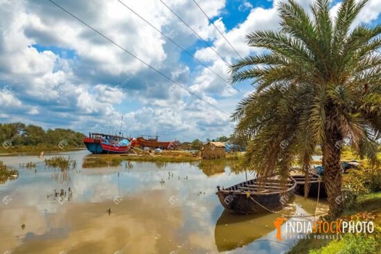 Rural Indian fishing village with scenic landscape