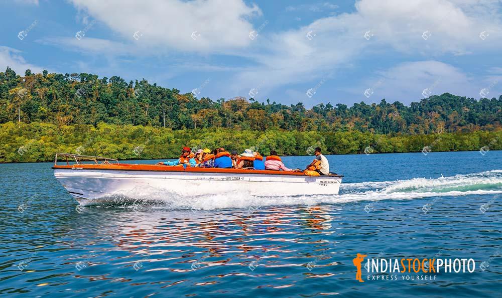 Speed boat with tourists at Andaman sea