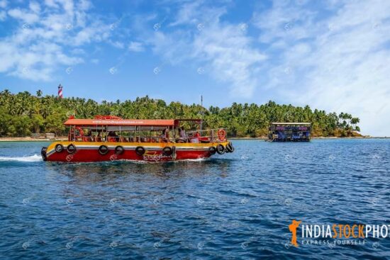 Tourist boat near Andaman sea North Bay island
