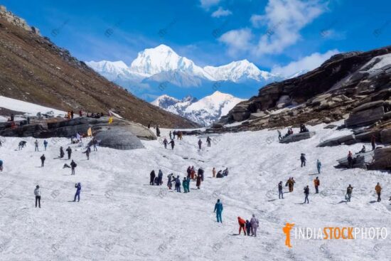Rohtang Pass at Himachal Pradesh with view of tourists