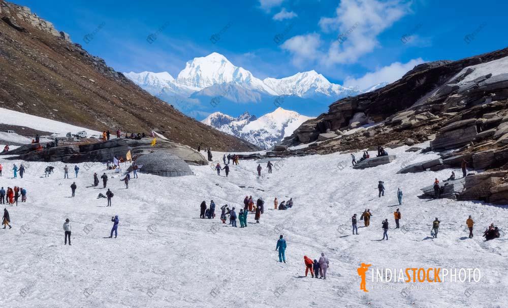 Rohtang Pass at Himachal Pradesh with view of tourists