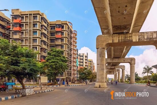 Under construction over bridge with residential apartments at Kolkata