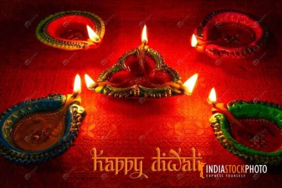 Clay Diya lamps Diwali festival background