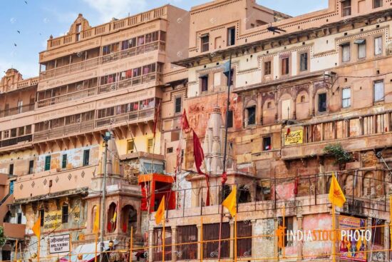 Varanasi ancient city buildings at the Ganges riverbank