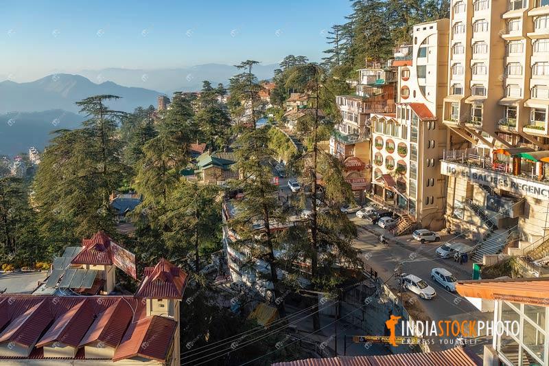Shimla hill station cityscape with scenic mountain landscape at Himachal