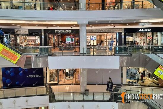 Brand retail stores at Indian city shopping mall