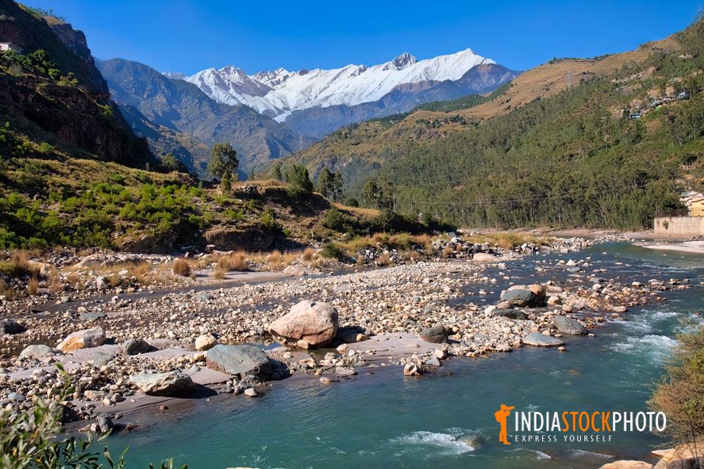 Satluj river with scenic Himalayan mountain landscape at Sarahan Himachal Pradesh